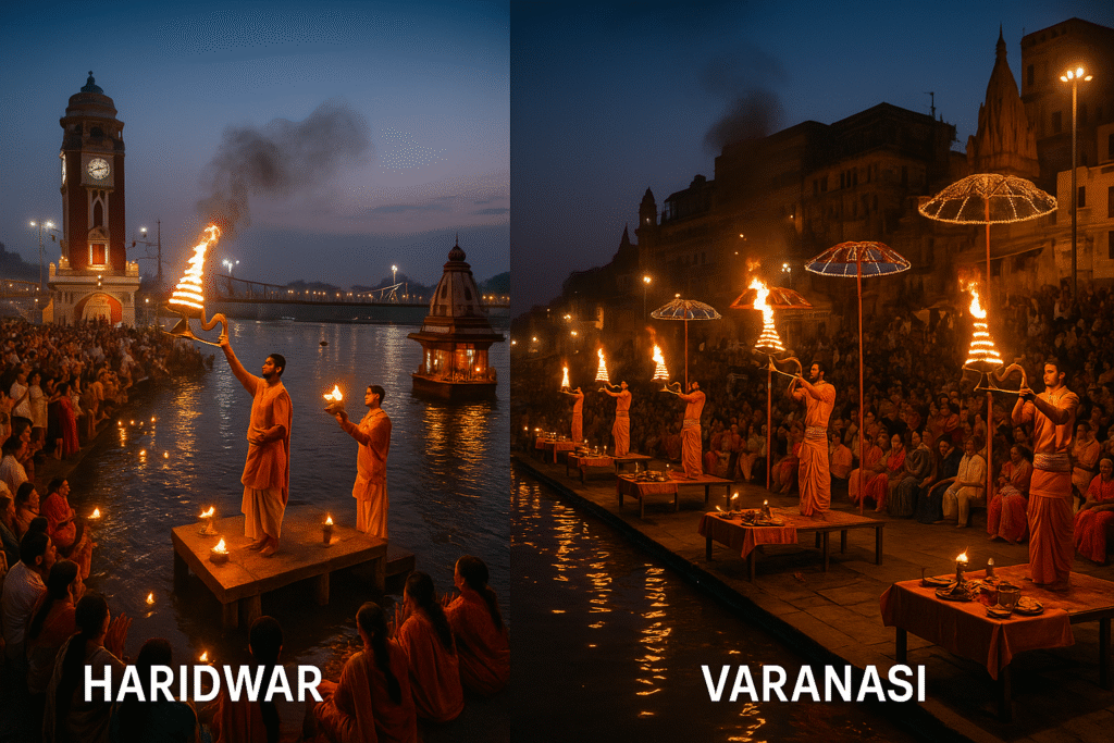Ganga Aarti in Haridwar vs Varanasi