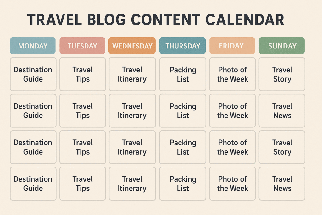 Travel Blog Content Calendar